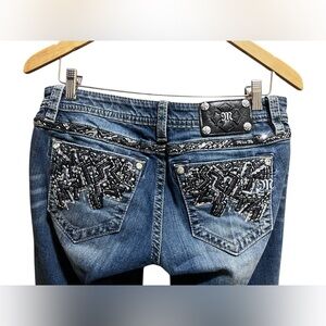 Miss Me Signature Boot Jeans Size 30 Embellished Pocket Y2K Western